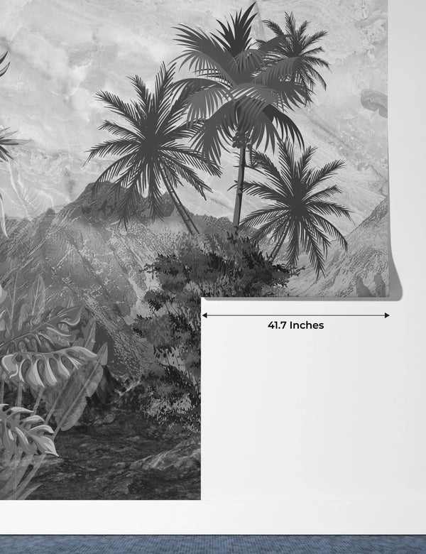 Black and White Jungle Wallpaper, Exotic Trees Mural, Oversized Custom Size Wall Art, Non - Woven, Non - Adhesive, Modern Wall Paper, Removable - Adawall Wallpaper - Registered Trade Accounts Only, Wallpaper Wholesale Account - W77520 - Adawall Wholesale - Wallpaper Wholesaler