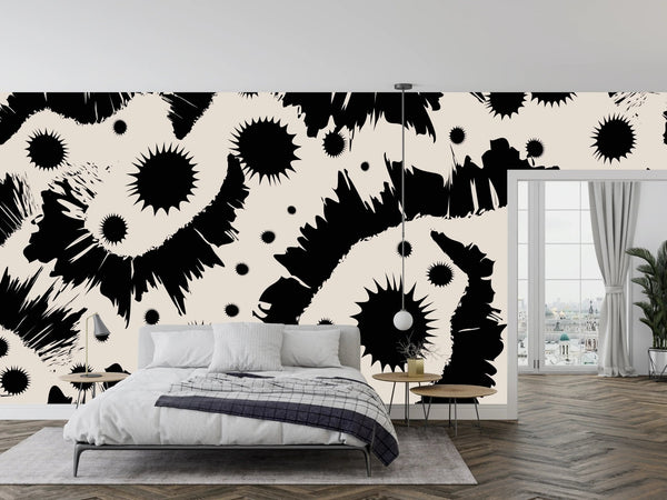 Black Splashes Wallpaper, Seamless Pattern Mural, Oversized Custom Size Wall Art, Non - Woven, Non - Adhesive, Modern Wall Paper, Removable - Adawall Wallpaper - Registered Trade Accounts Only, Wallpaper Wholesale Account - W78182 - Adawall Wholesale - Wallpaper Wholesaler