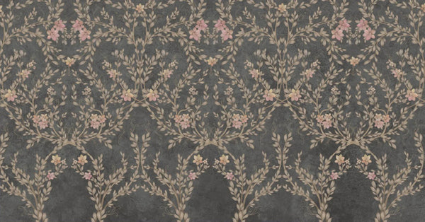 Blossom Chinoiserie Floral Wall Mural, Flower Bloom Gray Wallpaper, Large Botanical Customized Wall Art, Non - Woven, Non - Adhesive, Removable - Adawall Wallpaper - Registered Trade Accounts Only, Wallpaper Wholesale Account - SE307-3 - Adawall Wholesale - Wallpaper Wholesaler