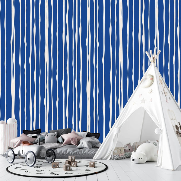 Blue and White Stripes Wallpaper, Seamless Pattern Mural, Oversized Custom Size Wall Art, Non - Woven, Non - Adhesive, Modern Wall Paper, Removable - Adawall Wallpaper - Registered Trade Accounts Only, Wallpaper Wholesale Account - W78070 - Adawall Wholesale - Wallpaper Wholesaler
