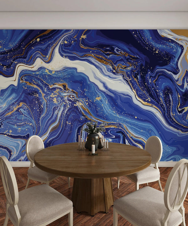 Blue Marble Wallpaper, Gold Abstract Mural, Oversized Custom Size Wall Art, Non - Woven, Non - Adhesive, Modern Wall Paper, Removable - Adawall Wallpaper - Registered Trade Accounts Only, Wallpaper Wholesale Account - W77913 - Adawall Wholesale - Wallpaper Wholesaler