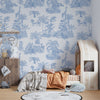 Blue Toile Jungle Wallpaper, African Animals Mural, Oversized Custom Size Wall Art, Non - Woven, Non - Adhesive, Modern Wall Paper, Removable - Adawall Wallpaper - Registered Trade Accounts Only, Wallpaper Wholesale Account - W77543 - Adawall Wholesale - Wallpaper Wholesaler