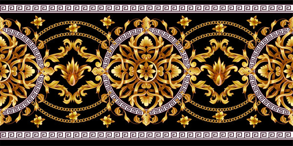 Border with Golden Baroque Wallpaper, Black Background Mural, Oversized Custom Size Wall Art, Non - Woven, Non - Adhesive, Modern Wall Paper, Removable - Adawall Wallpaper - Registered Trade Accounts Only, Wallpaper Wholesale Account - W77692 - Adawall Wholesale - Wallpaper Wholesaler