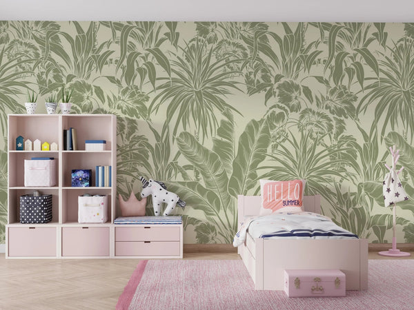 Botanic Plants Wallpaper, Green Mural, Oversized Custom Size Wall Art, Non - Woven, Non - Adhesive, Modern Wall Paper, Removable - Adawall Wallpaper - Registered Trade Accounts Only, Wallpaper Wholesale Account - W77544 - Adawall Wholesale - Wallpaper Wholesaler