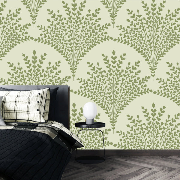 Bouquet of Leaves Wallpaper, Pastel Green Mural, Oversized Custom Size Wall Art, Non - Woven, Non - Adhesive, Modern Wall Paper, Removable - Adawall Wallpaper - Registered Trade Accounts Only, Wallpaper Wholesale Account - W77556 - Adawall Wholesale - Wallpaper Wholesaler