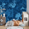 Dirty Blue Wallpaper, Navy Pattern Mural, Oversized Custom Size Wall Art, Non-Woven, Non-Adhesive, Modern Wall Paper, Removable