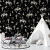 Western Themed Wallpaper, Black and White Seamless Pattern Mural, Oversized Custom Size Wall Art, Non-Woven, Non-Adhesive, Modern Wall Paper, Removable