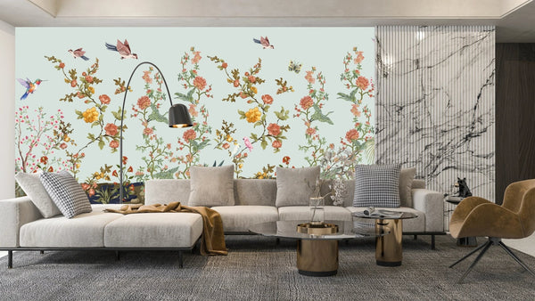 Branches Wallpaper, Flowers Mural, Oversized Custom Size Wall Art, Non - Woven, Non - Adhesive, Modern Wall Paper, Removable - Adawall Wallpaper - Registered Trade Accounts Only, Wallpaper Wholesale Account - W77690 - Adawall Wholesale - Wallpaper Wholesaler
