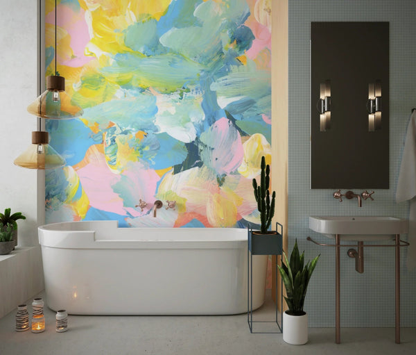 Bright Colors Wallpaper, Acrylic Paint Strokes Mural, Oversized Custom Size Wall Art, Non - Woven, Non - Adhesive, Modern Wall Paper, Removable - Adawall Wallpaper - Registered Trade Accounts Only, Wallpaper Wholesale Account - W78223 - Adawall Wholesale - Wallpaper Wholesaler