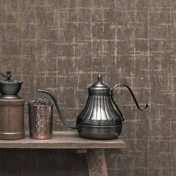 Brown Abstract Metallic Lines Wallpaper, 3D Deep Embosed Silver Gold Rustic Geometric Interior Decor - Adawall Wallpaper - Registered Trade Accounts Only, Wallpaper Wholesale Account - 7813-5 - Adawall Wholesale - Wallpaper Wholesaler