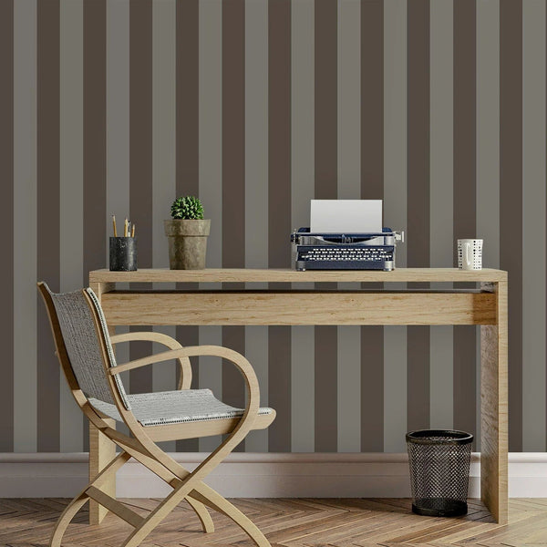 Brown Timeless Bold Striped Wallpaper, Flocked Textured Velvet Feeling Thick Lines Wallcovering - Adawall Wallpaper - Registered Trade Accounts Only, Wallpaper Wholesale Account - 3704-6 - Adawall Wholesale - Wallpaper Wholesaler