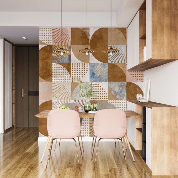 Brown Tones Wallpaper, Geometric Mural, Oversized Custom Size Wall Art, Non - Woven, Non - Adhesive, Modern Wall Paper, Removable - Adawall Wallpaper - Registered Trade Accounts Only, Wallpaper Wholesale Account - W77624 - Adawall Wholesale - Wallpaper Wholesaler