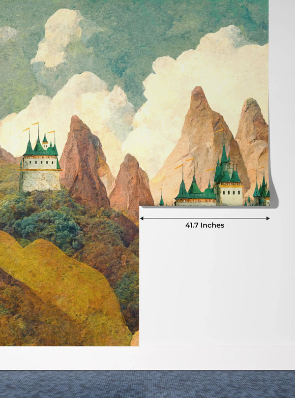 Castle Wallpaper, Mountain Landscape Mural, Oversized Custom Size Wall Art, Non - Woven, Non - Adhesive, Modern Wall Paper, Removable - Adawall Wallpaper - Registered Trade Accounts Only, Wallpaper Wholesale Account - W77834 - Adawall Wholesale - Wallpaper Wholesaler