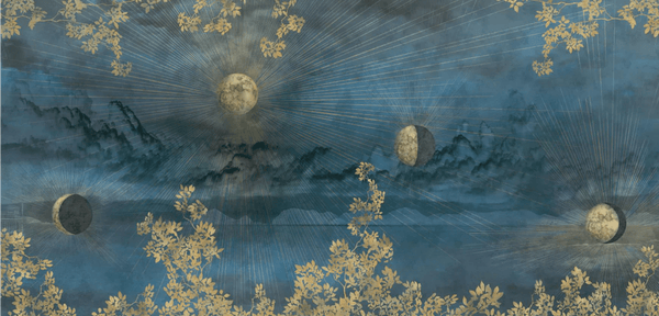 Celestial Moon Wall Mural, Moon Phases Blue Wallpaper, Large Space Custom Size Wall Covering, Non - Woven, Non - Pasted, Removable, Washable, Art - Adawall Wallpaper - Registered Trade Accounts Only, Wallpaper Wholesale Account - t_SE303-1 - Adawall Wholesale - Wallpaper Wholesaler