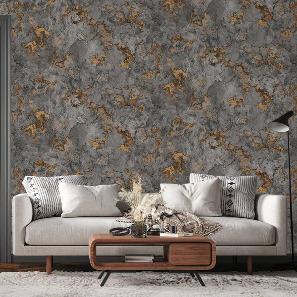 Charcoal Gray and Bronze Stone Effect Wallpaper, Natural Wallpaper, Modern & Minimalist Wall Covering,Modern Look Neutral Colors Glittering Wallcovering - Adawall Wallpaper - Registered Trade Accounts Only, Wallpaper Wholesale Account - 24109-4 - Adawall Wholesale - Wallpaper Wholesaler