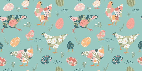 Chickens with Abstract Flowers Wallpaper, Seamless Pattern Mural, Oversized Custom Size Wall Art, Non - Woven, Non - Adhesive, Modern Wall Paper, Removable - Adawall Wallpaper - Registered Trade Accounts Only, Wallpaper Wholesale Account - W78022 - Adawall Wholesale - Wallpaper Wholesaler