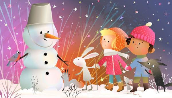Children and Animals Wallpaper, Build a Snowman Mural, Oversized Custom Size Wall Art, Non - Woven, Non - Adhesive, Modern Wall Paper, Removable - Adawall Wallpaper - Registered Trade Accounts Only, Wallpaper Wholesale Account - W78134 - Adawall Wholesale - Wallpaper Wholesaler