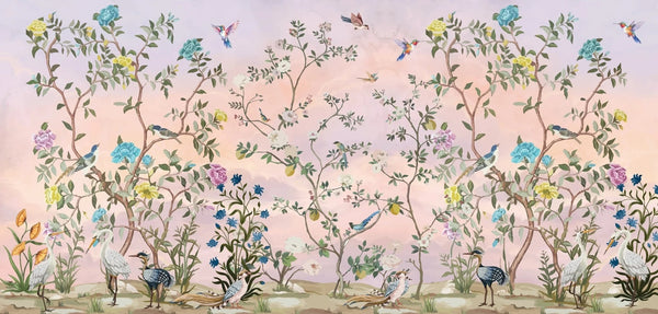 Chinoiserie Wallpaper, Floral Trees Mural, Oversized Custom Size Wall Art, Non - Woven, Non - Adhesive, Modern Wall Paper, Removable - Adawall Wallpaper - Registered Trade Accounts Only, Wallpaper Wholesale Account - W77716 - Adawall Wholesale - Wallpaper Wholesaler