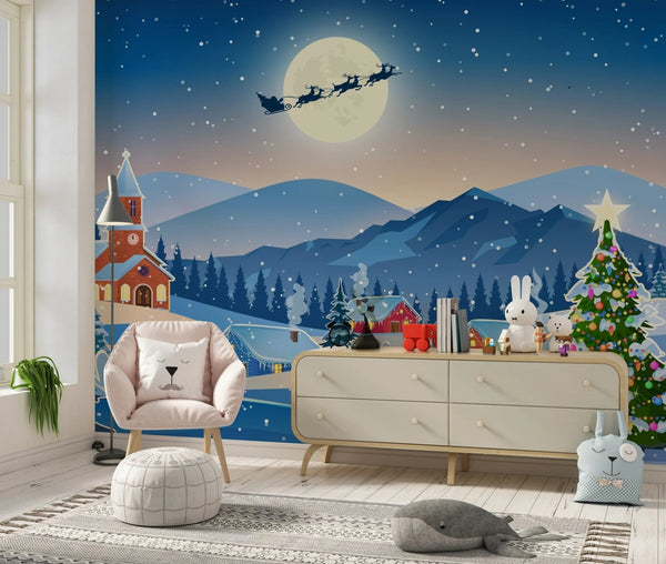 Christmas Wallpaper, Winter Landscape Mural, Oversized Custom Size Wall Art, Non - Woven, Non - Adhesive, Modern Wall Paper, Removable - Adawall Wallpaper - Registered Trade Accounts Only, Wallpaper Wholesale Account - W78121 - Adawall Wholesale - Wallpaper Wholesaler