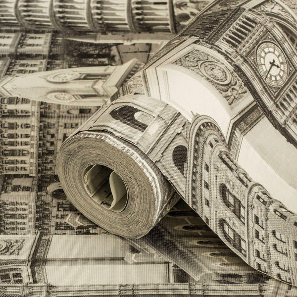 Cityscape Buildings Wallpaper, Rich Textured Wallcovering, Traditional, Modern Wallpaper, Extra Large 114 sq ft Roll, Washable, Sturdy - Adawall Wallpaper - Registered Trade Accounts Only, Wallpaper Wholesale Account - 4705-1 - Adawall Wholesale - Wallpaper Wholesaler