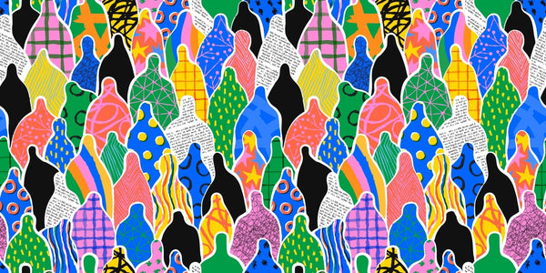 Colorful Diverse People Crowd Wallpaper, Seamless Pattern Mural, Oversized Custom Size Wall Art, Non - Woven, Non - Adhesive, Modern Wall Paper, Removable - Adawall Wallpaper - Registered Trade Accounts Only, Wallpaper Wholesale Account - W78203 - Adawall Wholesale - Wallpaper Wholesaler