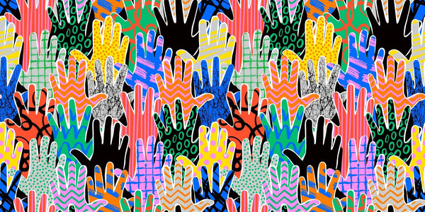 Colorful Diversed People Hand Wallpaper, Seamless Pattern Mural, Oversized Custom Size Wall Art, Non - Woven, Non - Adhesive, Modern Wall Paper, Removable - Adawall Wallpaper - Registered Trade Accounts Only, Wallpaper Wholesale Account - W78201 - Adawall Wholesale - Wallpaper Wholesaler