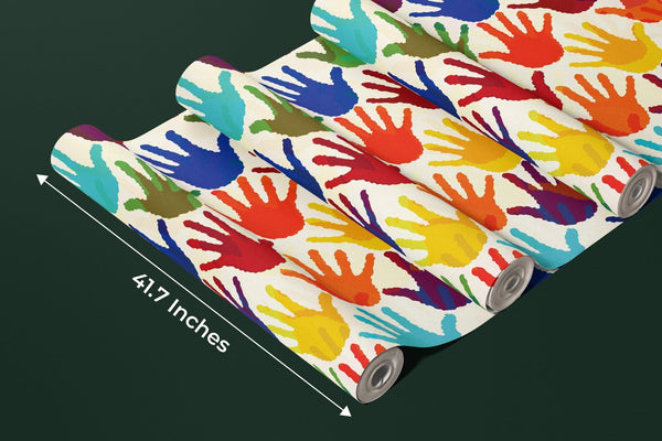 Colorful Hands Wallpaper, Seamless Mural, Oversized Custom Size Wall Art, Non - Woven, Non - Adhesive, Modern Wall Paper, Removable - Adawall Wallpaper - Registered Trade Accounts Only, Wallpaper Wholesale Account - W77843 - Adawall Wholesale - Wallpaper Wholesaler