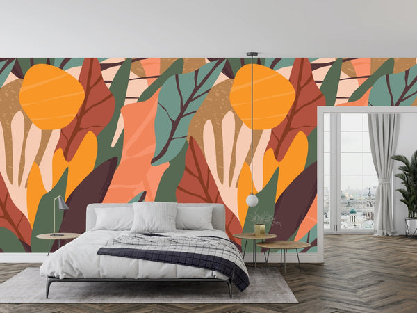 Colorful Leaves Wallpaper, Seamless Pattern Mural, Oversized Custom Size Wall Art, Non - Woven, Non - Adhesive, Modern Wall Paper, Removable - Adawall Wallpaper - Registered Trade Accounts Only, Wallpaper Wholesale Account - W77725 - Adawall Wholesale - Wallpaper Wholesaler