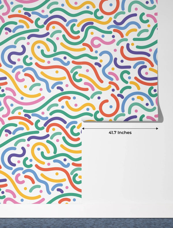 Colorful Line Doodle Wallpaper, Seamless Pattern Mural, Oversized Custom Size Wall Art, Non - Woven, Non - Adhesive, Modern Wall Paper, Removable - Adawall Wallpaper - Registered Trade Accounts Only, Wallpaper Wholesale Account - W77560 - Adawall Wholesale - Wallpaper Wholesaler