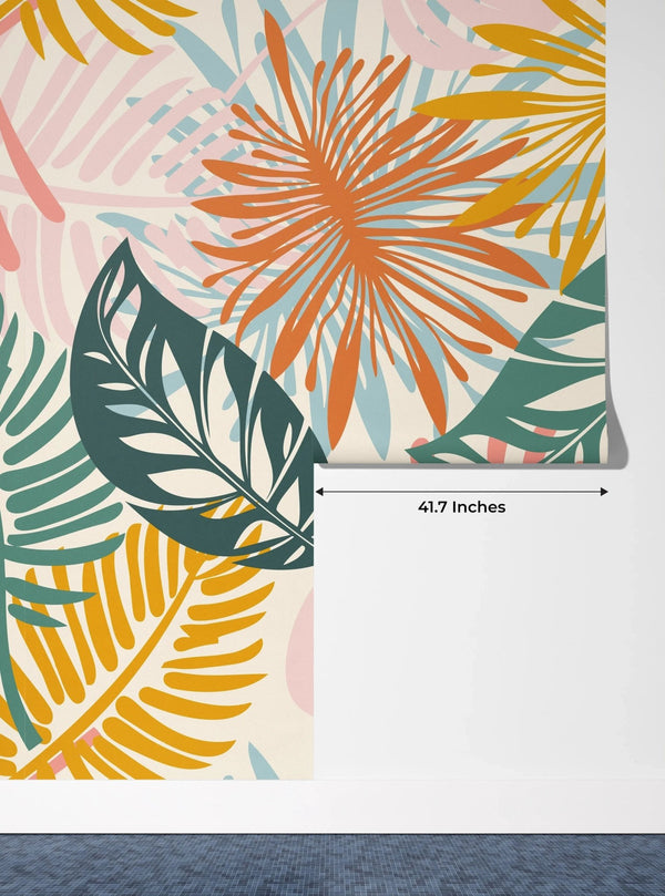 Colorful Tropical Leaves Wallpaper, Seamless Pattern Mural, Oversized Custom Size Wall Art, Non - Woven, Non - Adhesive, Modern Wall Paper, Removable - Adawall Wallpaper - Registered Trade Accounts Only, Wallpaper Wholesale Account - W77733 - Adawall Wholesale - Wallpaper Wholesaler