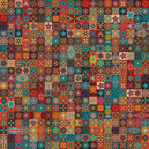 Colorful Vintage Floral and Mandala Elements Wallpaper, Seamless Pattern Mural, Oversized Custom Size Wall Art, Non - Woven, Non - Adhesive, Modern Wall Paper, Removable - Adawall Wallpaper - Registered Trade Accounts Only, Wallpaper Wholesale Account - W77887 - Adawall Wholesale - Wallpaper Wholesaler