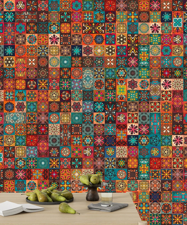 Colorful Vintage Floral and Mandala Elements Wallpaper, Seamless Pattern Mural, Oversized Custom Size Wall Art, Non - Woven, Non - Adhesive, Modern Wall Paper, Removable - Adawall Wallpaper - Registered Trade Accounts Only, Wallpaper Wholesale Account - W77887 - Adawall Wholesale - Wallpaper Wholesaler