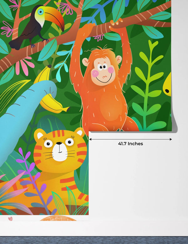 Colorful Wild Animals Wallpaper, African Jungle Mural, Oversized Custom Size Wall Art, Non - Woven, Non - Adhesive, Modern Wall Paper, Removable - Adawall Wallpaper - Registered Trade Accounts Only, Wallpaper Wholesale Account - W77535 - Adawall Wholesale - Wallpaper Wholesaler