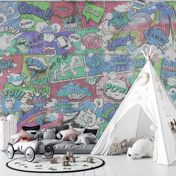 Comics Wallpaper, Graffiti Mural, Oversized Custom Size Wall Art, Non - Woven, Non - Adhesive, Modern Wall Paper, Removable - Adawall Wallpaper - Registered Trade Accounts Only, Wallpaper Wholesale Account - W77840 - Adawall Wholesale - Wallpaper Wholesaler