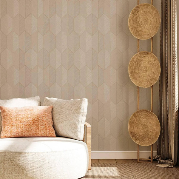 Contemporary 3D Embossed Geometric Wallpaper, Beige Modern Chevron Herringbone Shapes Wallcovering, Sturdy, Large 177 sq ft Roll - Adawall Wallpaper - Registered Trade Accounts Only, Wallpaper Wholesale Account - 1501-3 - Adawall Wholesale - Wallpaper Wholesaler