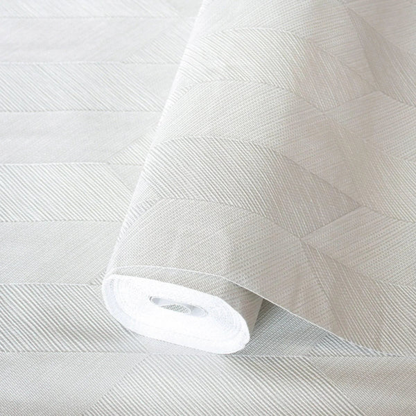 Contemporary 3D Embossed Geometric Wallpaper, Off White Modern Chevron Herringbone Shapes Wallcovering, Sturdy, Large 177 sq ft Roll - Adawall Wallpaper - Registered Trade Accounts Only, Wallpaper Wholesale Account - 1501-1 - Adawall Wholesale - Wallpaper Wholesaler