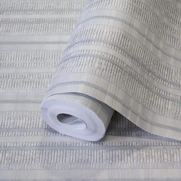 Contemporary Stripe Pattern Embossed Wallpaper, Light Gray, Silver Professional Luxury Striped Wall Paper, Non - Woven - Adawall Wallpaper - Registered Trade Accounts Only, Wallpaper Wholesale Account - 1208-2 - Adawall Wholesale - Wallpaper Wholesaler