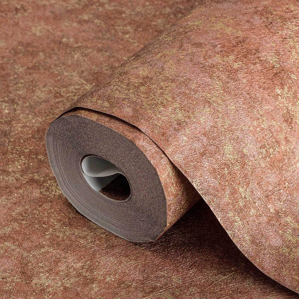 Copper Distressed Rustic 3D Embossed Wallpaper, Metallic Rich Textured Industrial Wallcovering - Walloro High End Wallcoverings & More