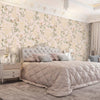 Cream Timeless Floral Embossed Rose Wallpaper, Flocked Vivid Color Rose Flowers Pattern - Walloro High End Wallcoverings & More