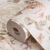 Cream Timeless Floral Embossed Rose Wallpaper, Flocked Vivid Color Rose Flowers Pattern - Walloro High End Wallcoverings & More