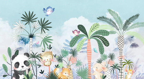 Cute Animals Wallpaper, Forest Mural, Oversized Custom Size Wall Art, Non - Woven, Non - Adhesive, Modern Wall Paper, Removable - Adawall Wallpaper - Registered Trade Accounts Only, Wallpaper Wholesale Account - W77830 - Adawall Wholesale - Wallpaper Wholesaler