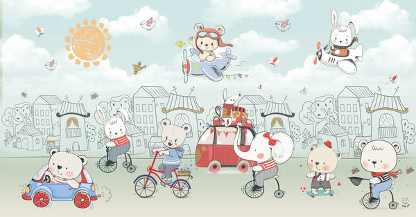 Cute Baby Animals Wallpaper, Hand Drawn Mural, Oversized Custom Size Wall Art, Non - Woven, Non - Adhesive, Modern Wall Paper, Removable - Adawall Wallpaper - Registered Trade Accounts Only, Wallpaper Wholesale Account - W78092 - Adawall Wholesale - Wallpaper Wholesaler