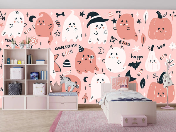 Cute Halloween Wallpaper, Seamless Pattern Mural, Oversized Custom Size Wall Art, Non - Woven, Non - Adhesive, Modern Wall Paper, Removable - Adawall Wallpaper - Registered Trade Accounts Only, Wallpaper Wholesale Account - W78053 - Adawall Wholesale - Wallpaper Wholesaler