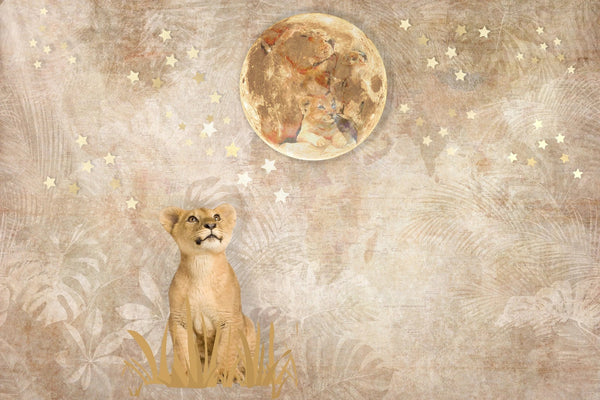 Cute Lion Baby Wallpaper, Gold Moon Mural, Oversized Custom Size Wall Art, Non - Woven, Non - Adhesive, Modern Wall Paper, Removable - Adawall Wallpaper - Registered Trade Accounts Only, Wallpaper Wholesale Account - W78090 - Adawall Wholesale - Wallpaper Wholesaler