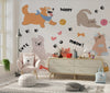 Cute Pet Doodle Wallpaper, Cats and Dogs Mural, Oversized Custom Size Wall Art, Non - Woven, Non - Adhesive, Modern Wall Paper, Removable - Adawall Wallpaper - Registered Trade Accounts Only, Wallpaper Wholesale Account - W77860 - Adawall Wholesale - Wallpaper Wholesaler