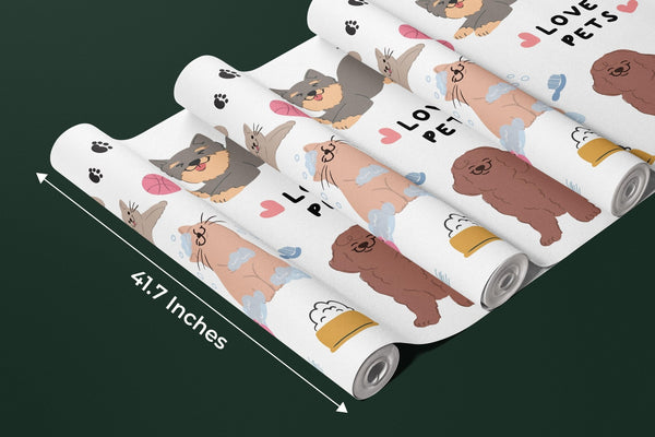 Cute Pet Doodle Wallpaper, Cats and Dogs Mural, Oversized Custom Size Wall Art, Non - Woven, Non - Adhesive, Modern Wall Paper, Removable - Adawall Wallpaper - Registered Trade Accounts Only, Wallpaper Wholesale Account - W77860 - Adawall Wholesale - Wallpaper Wholesaler