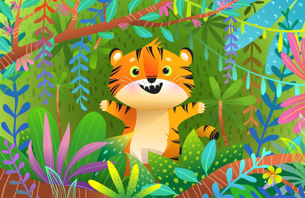 Cute Tiger Wallpaper, Exotic Jungle Mural, Oversized Custom Size Wall Art, Non - Woven, Non - Adhesive, Modern Wall Paper, Removable - Adawall Wallpaper - Registered Trade Accounts Only, Wallpaper Wholesale Account - W78126 - Adawall Wholesale - Wallpaper Wholesaler