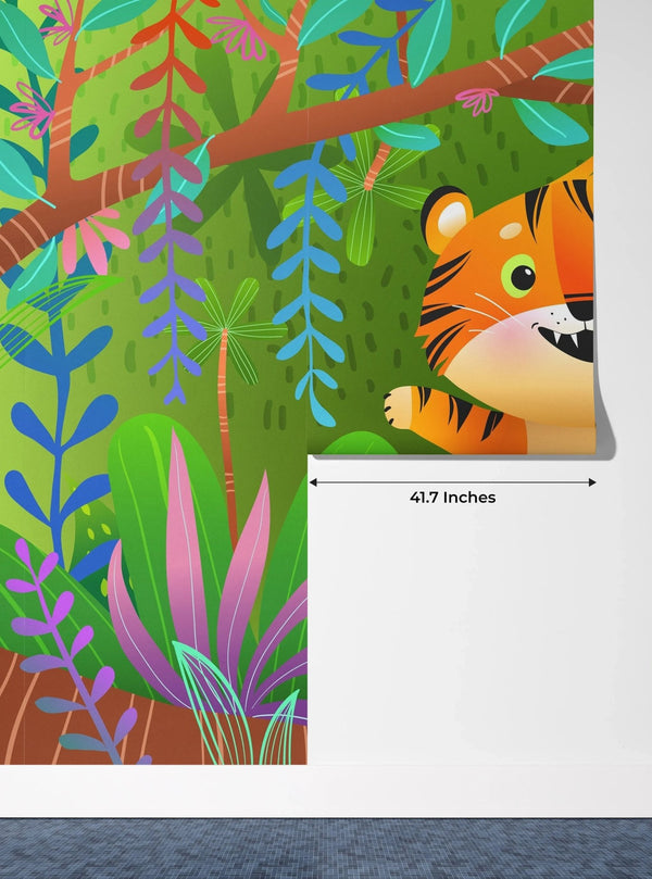 Cute Tiger Wallpaper, Exotic Jungle Mural, Oversized Custom Size Wall Art, Non - Woven, Non - Adhesive, Modern Wall Paper, Removable - Adawall Wallpaper - Registered Trade Accounts Only, Wallpaper Wholesale Account - W78126 - Adawall Wholesale - Wallpaper Wholesaler