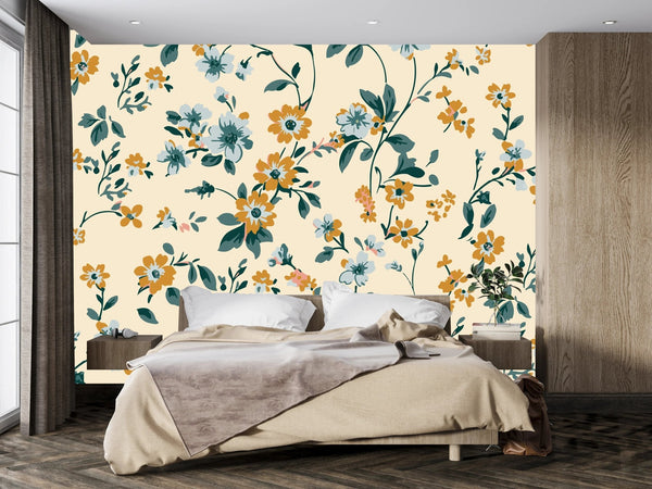 Cute Wildflowers Wallpaper, Seamless Pattern Mural, Oversized Custom Size Wall Art, Non - Woven, Non - Adhesive, Modern Wall Paper, Removable - Adawall Wallpaper - Registered Trade Accounts Only, Wallpaper Wholesale Account - W78005 - Adawall Wholesale - Wallpaper Wholesaler