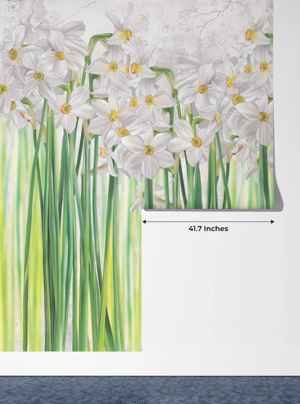 Daffodils Wallpaper, Floral Mural, Oversized Custom Size Wall Art, Non - Woven, Non - Adhesive, Modern Wall Paper, Removable - Adawall Wallpaper - Registered Trade Accounts Only, Wallpaper Wholesale Account - W78144 - Adawall Wholesale - Wallpaper Wholesaler